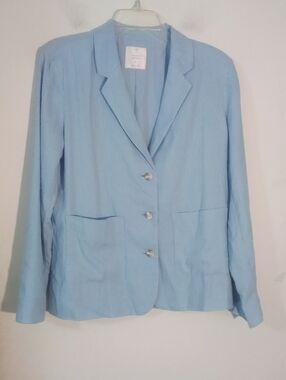Lauren Conrad Light Blue Linen Blend Blazer Jacket Large NWT 59.99
